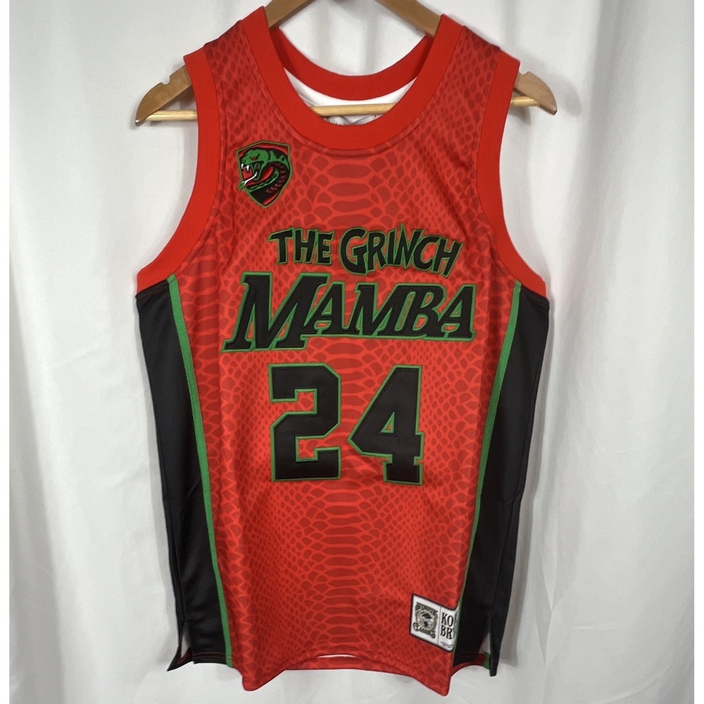 NWT Headgear Kobe Bryant The Grinch Mamba #24 Basketball Jersey Medium Red/Black